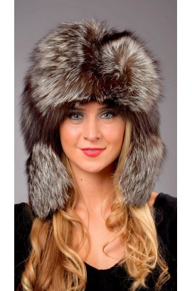 Silver fox fur hat - Russian style Woman
